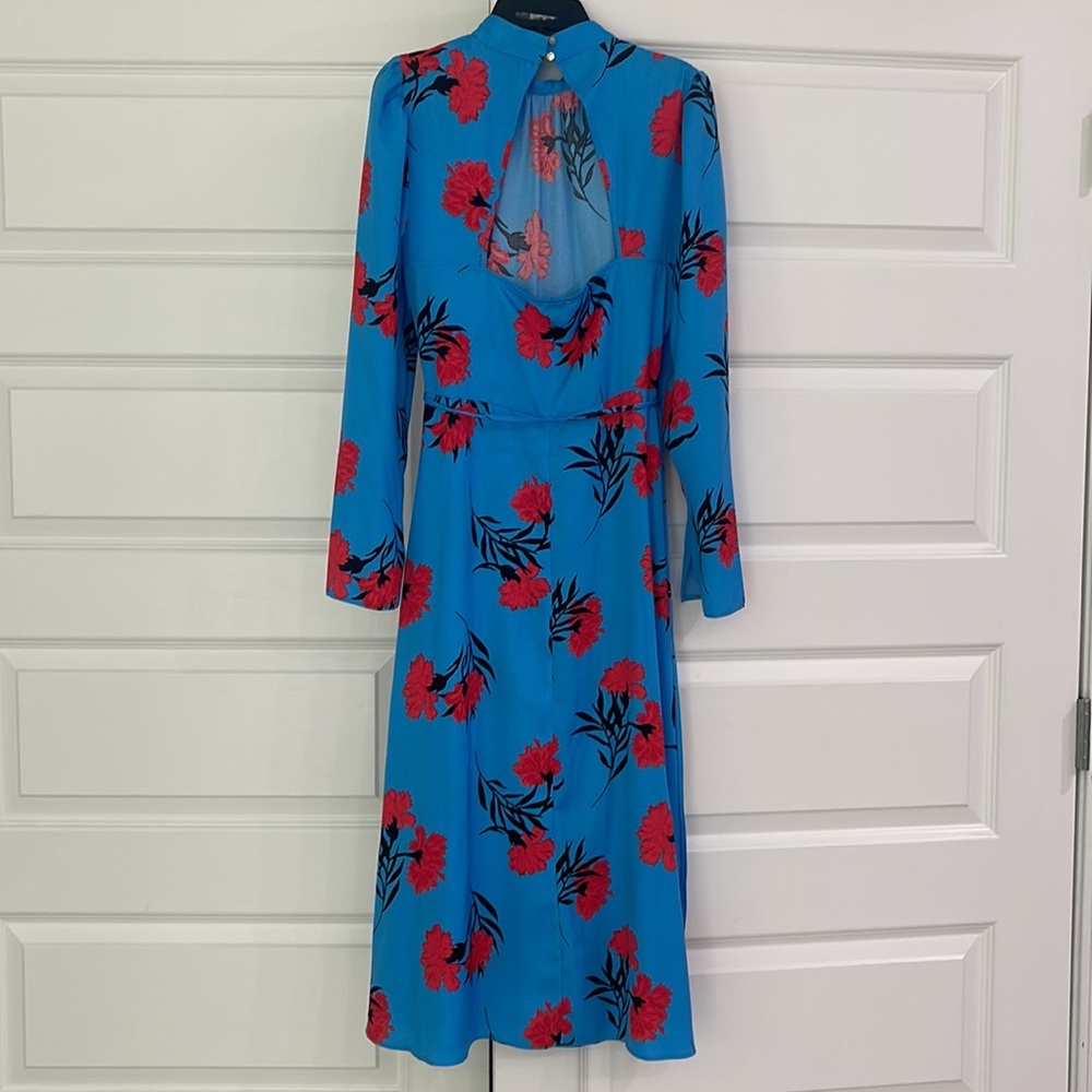 River Island floral print high neck midi dress in blue and red. 10 UK/4 or 6 US - Picture 3 of 6